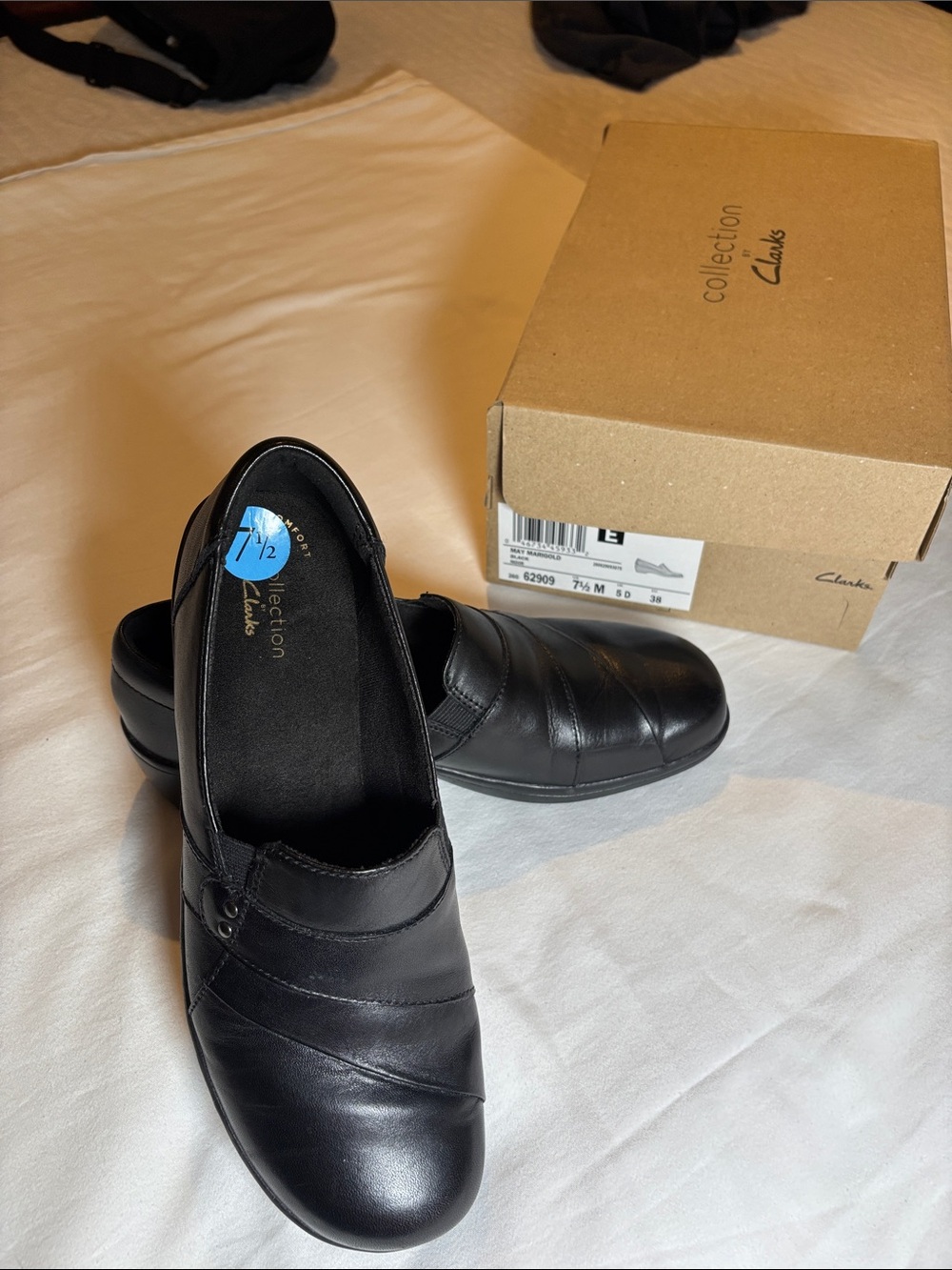 Clarks Black Leather Slip-On Comfort Loafers